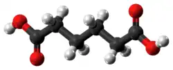 Ball-and-stick model of the adipic acid molecule