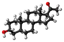 Ball-and-stick model of the allopregnanolone molecule
