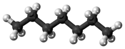 Ball-and-stick model of the heptane molecule