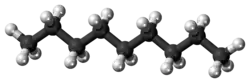 Ball-and-stick model of the nonane molecule
