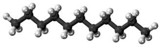 Ball-and-stick model of the undecane molecule