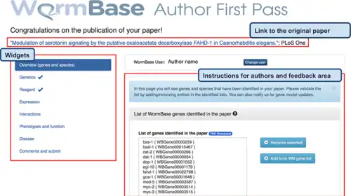 Community curation  portal of WormBase