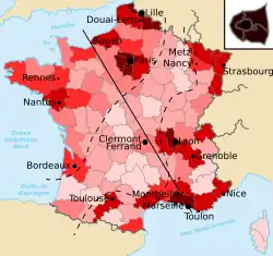  Population density by French department showing the empty diagonal.