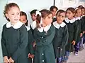 Schoolgirls in Gaza lining up for class, 2009.