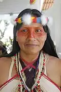 Alicia Cawiya, vice-president of the Huaorani Nation of Ecuador, in traditional dress