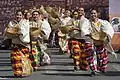 Visayan women wearing Baro't saya featuring their skirt patadyong while performing in festival dance