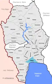 Poziția localității Struga