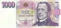 Bancnota cehă de 1.000 de coroane emisă în 1996, pe care este reprezentat portretul lui František Palacký.