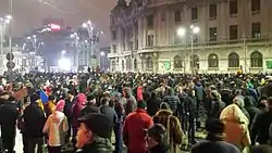 Protestatari în marș spre Piața Victoriei din București la 29 ianuarie 2017