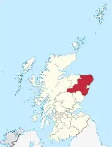 Poziția regiunii AberdeenshireSiorrachd Obar Dheathain