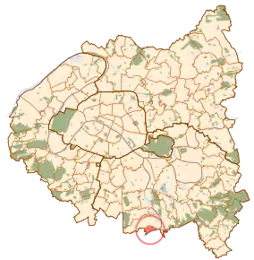 Localizarea în cadrul suburbiilor Parisului