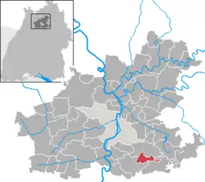 Lage der Gemeinde Abstatt im Landkreis Heilbronn