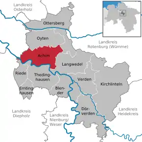 Poziția localității Achim