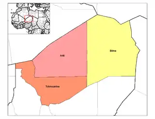 Poziția localității Departamentul Arlit