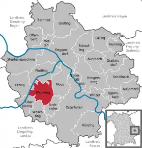 Poziția localității Aholming