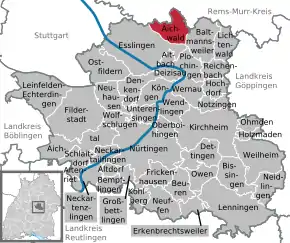 Poziția localității Aichwald