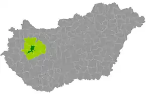 Poziția localității Districtul Ajka