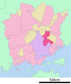 Poziția localității Akaiwa, Okayama