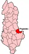 Poziția localității Districtul Pogradec