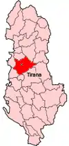 Poziția localității Districtul Tirana