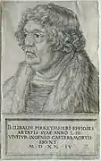 Albrecht Dürer (1471-1528), Germania. Portretul lui Bilibaldi Pirkeymheri. Gravură cu dăltița, hârtie