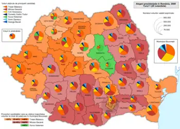 Distribuția geografică a voturilor pe județe (primul tur)