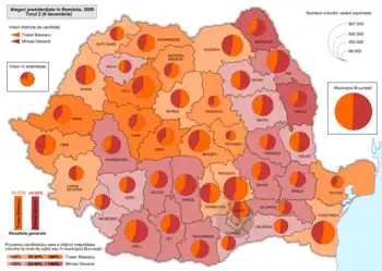 Distribuția geografică a voturilor pe județe (turul doi)