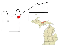 Location of Munising, Michigan