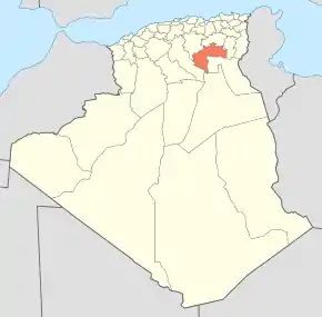 Harta provinciei Biskra  în cadrul Algeriei