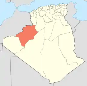 Harta provinciei Béchar în cadrul Algeriei