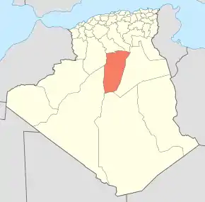 Harta provinciei Ghardaïa  în cadrul Algeriei