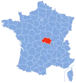 Poziția regiunii Allier