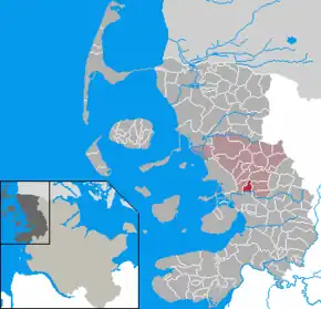 Poziția  Almdorf pe harta districtului Nordfriesland