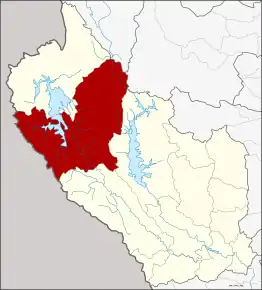 Amplasarea districtului în provincia Kanchanaburi