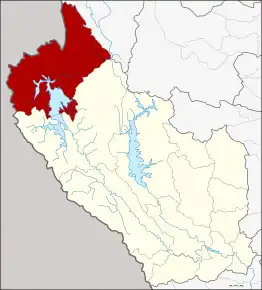 Amplasarea districtului în provincia Kanchanaburi