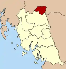 Amplasarea districtului în provincia Trang
