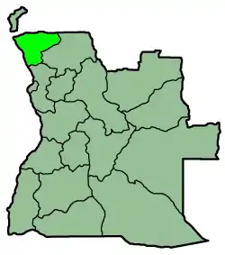 Harta provinciei Zaire în cadrul Angolei