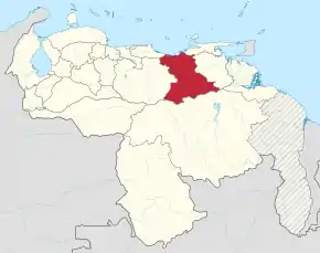 Poziția localității Anzoátegui