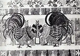 Proiect de vitraliu - Doi cocoși