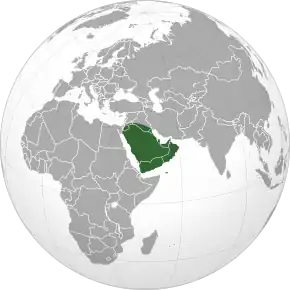 Poziția localității Peninsula Arabică