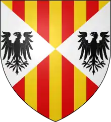 Coat of arms of Sicily, with red and yellow stripes, depicting two eagles