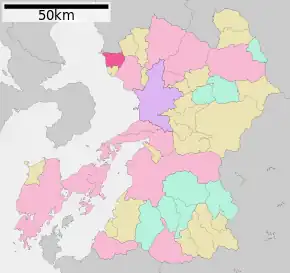 Poziția localității Arao, Kumamoto