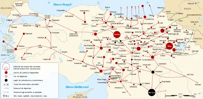 Hartă a Turciei actuale, activitățile fiind concentrate în estul teritoriului.