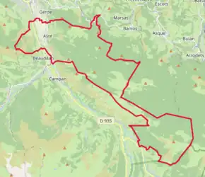 Poziția localității Asté