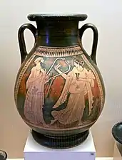 Amforă attică  grecească cu figurine roșii