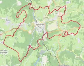 Poziția localității Aubusson