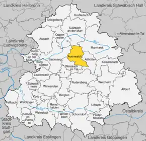 Poziția localității Auenwald