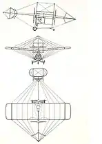 Planul cu cele trei vederi ale avionului Vlaicu II
