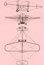Planul cu cele trei vederi ale avionului Vlaicu III