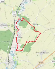 Poziția localității Authuille